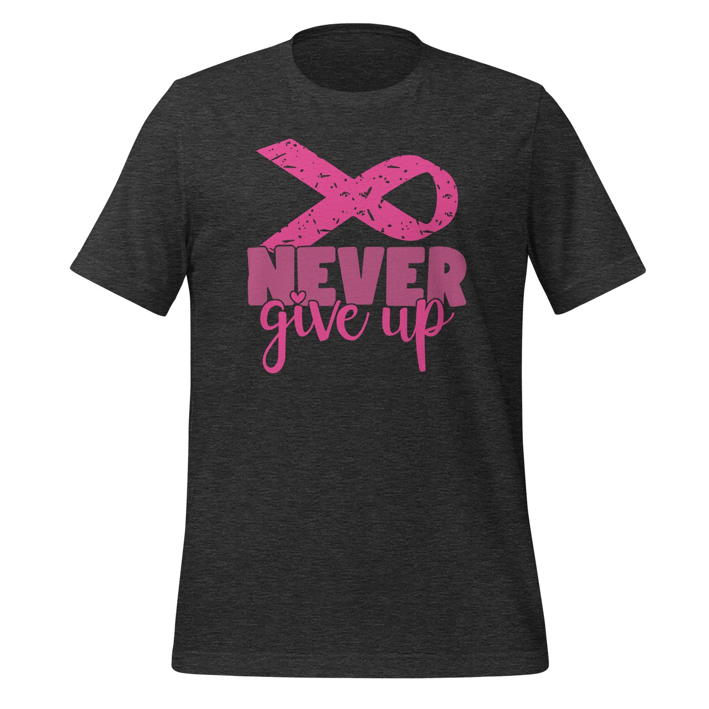 Never Give Up Breast Cancer Awareness Ribbon Bella Canvas Adult T-Shirt