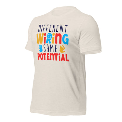 Different Wiring Same Potential Autism Acceptance Quality Cotton Bella Canvas Adult T-Shirt