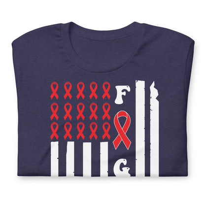 Fight Heart Disease Awareness Flag Quality Cotton Bella Canvas Adult T-Shirt