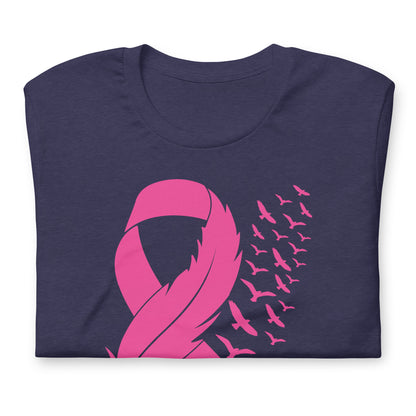 Breast Cancer Awareness Feather Ribbon Bella Canvas Adult T-Shirt