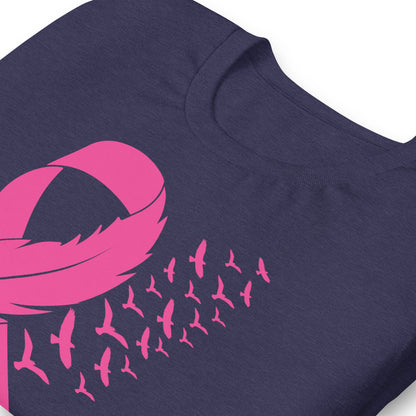 Breast Cancer Awareness Feather Ribbon Bella Canvas Adult T-Shirt