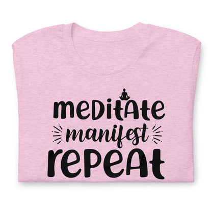 Meditate, Manifest, Repeat Quality Cotton Bella Canvas Adult T-Shirt