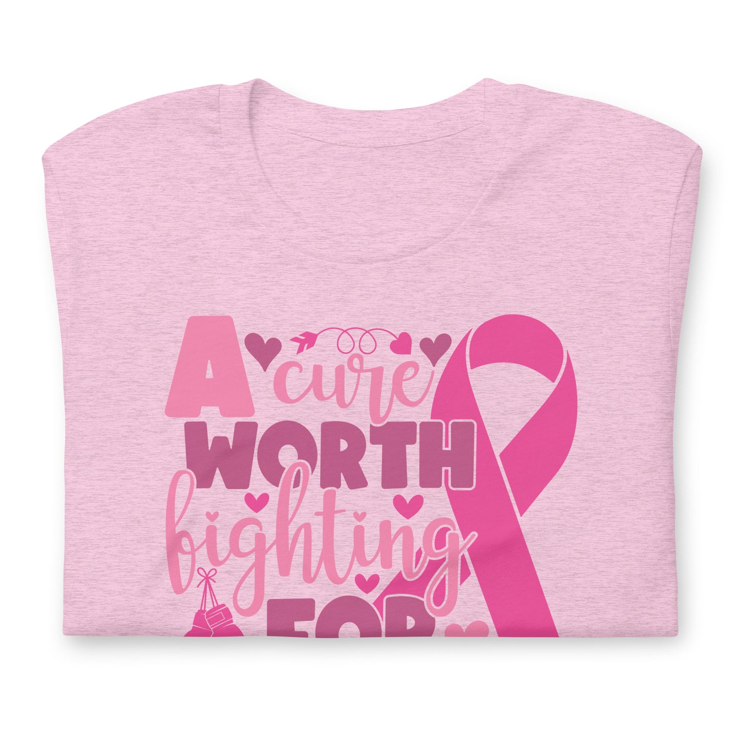 A Cure Worth Fighting For Breast Cancer Awareness Bella Canvas Adult T-Shirt