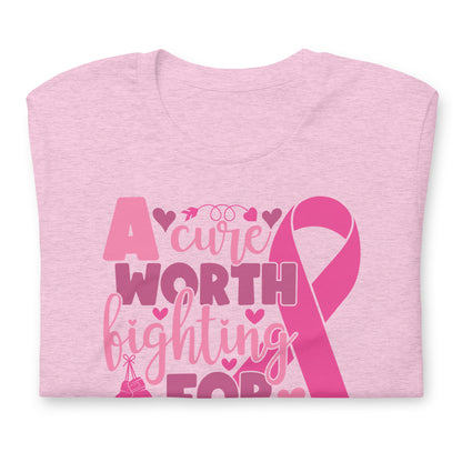 A Cure Worth Fighting For Breast Cancer Awareness Bella Canvas Adult T-Shirt