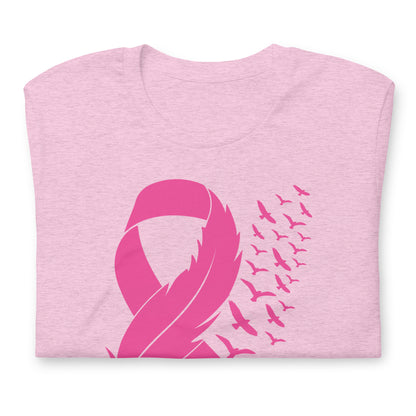 Breast Cancer Awareness Feather Ribbon Bella Canvas Adult T-Shirt