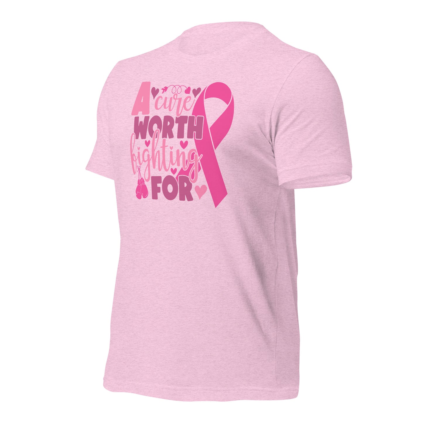 A Cure Worth Fighting For Breast Cancer Awareness Bella Canvas Adult T-Shirt