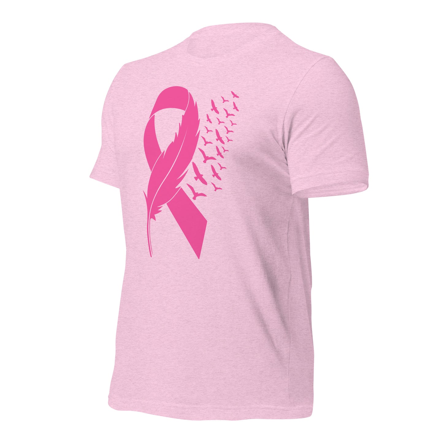 Breast Cancer Awareness Feather Ribbon Bella Canvas Adult T-Shirt