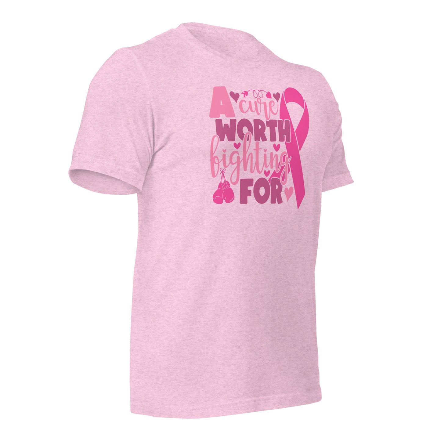 A Cure Worth Fighting For Breast Cancer Awareness Bella Canvas Adult T-Shirt