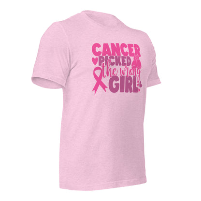 Cancer Picked the Wrong Girl Breast Cancer Awareness Bella Canvas Adult T-Shirt