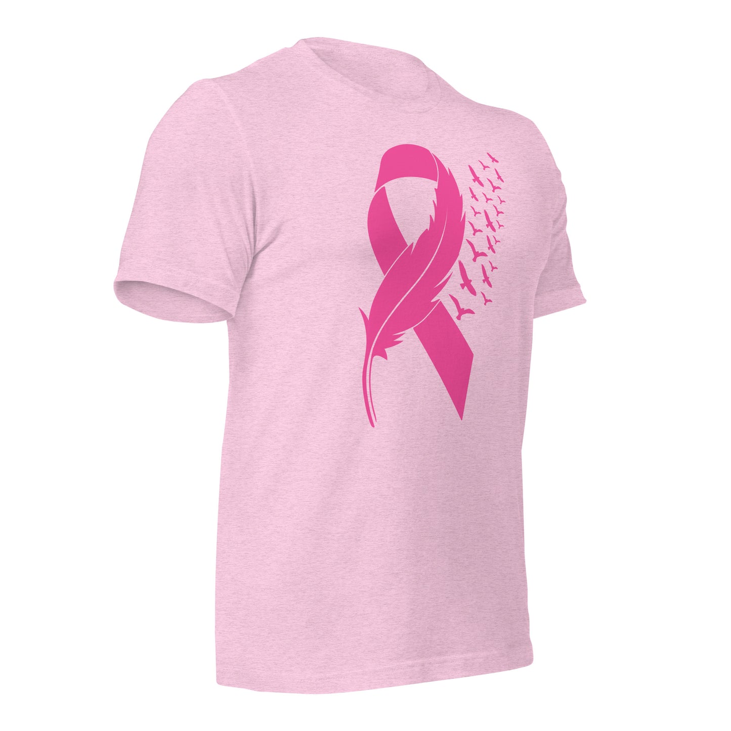 Breast Cancer Awareness Feather Ribbon Bella Canvas Adult T-Shirt