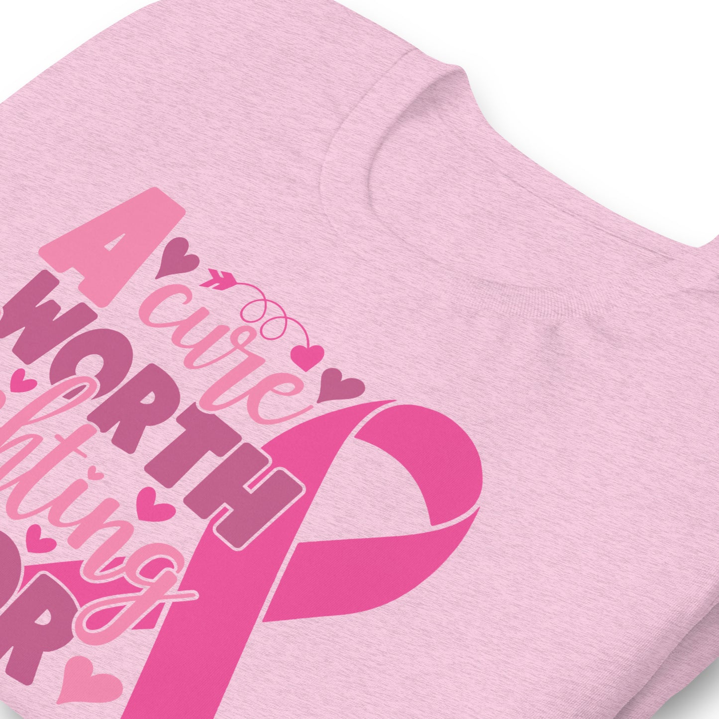 A Cure Worth Fighting For Breast Cancer Awareness Bella Canvas Adult T-Shirt