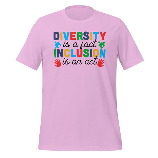Diversity is a Fact Inclusion is an Act Autism Acceptance Quality Cotton Bella Canvas Adult T-Shirt