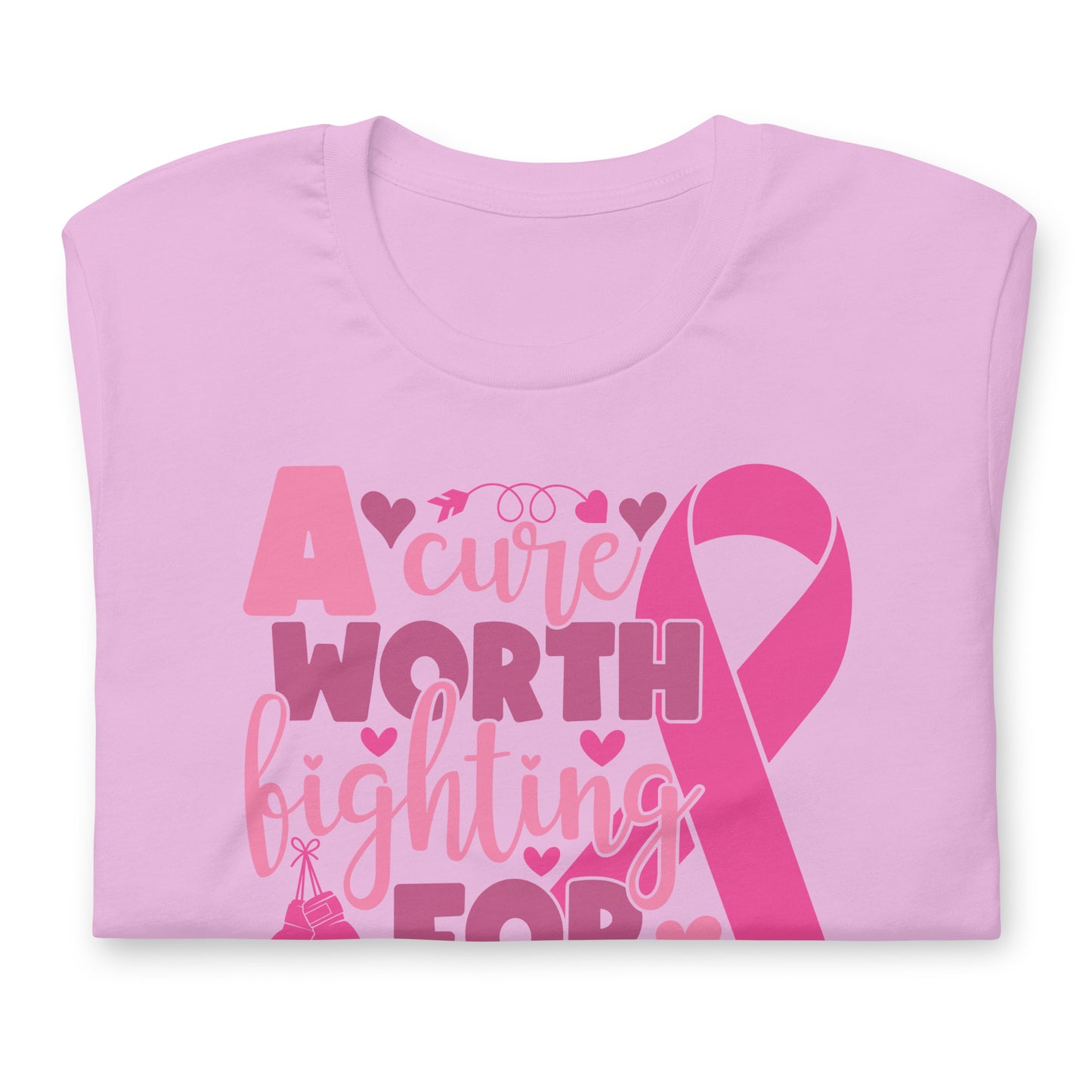 A Cure Worth Fighting For Breast Cancer Awareness Bella Canvas Adult T-Shirt