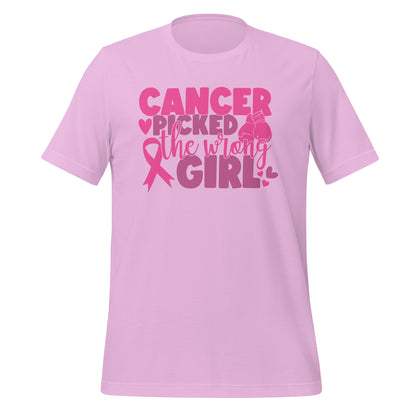 Cancer Picked the Wrong Girl Breast Cancer Awareness Bella Canvas Adult T-Shirt