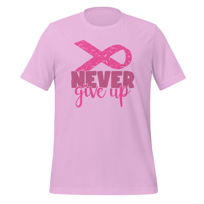 Never Give Up Breast Cancer Awareness Ribbon Bella Canvas Adult T-Shirt