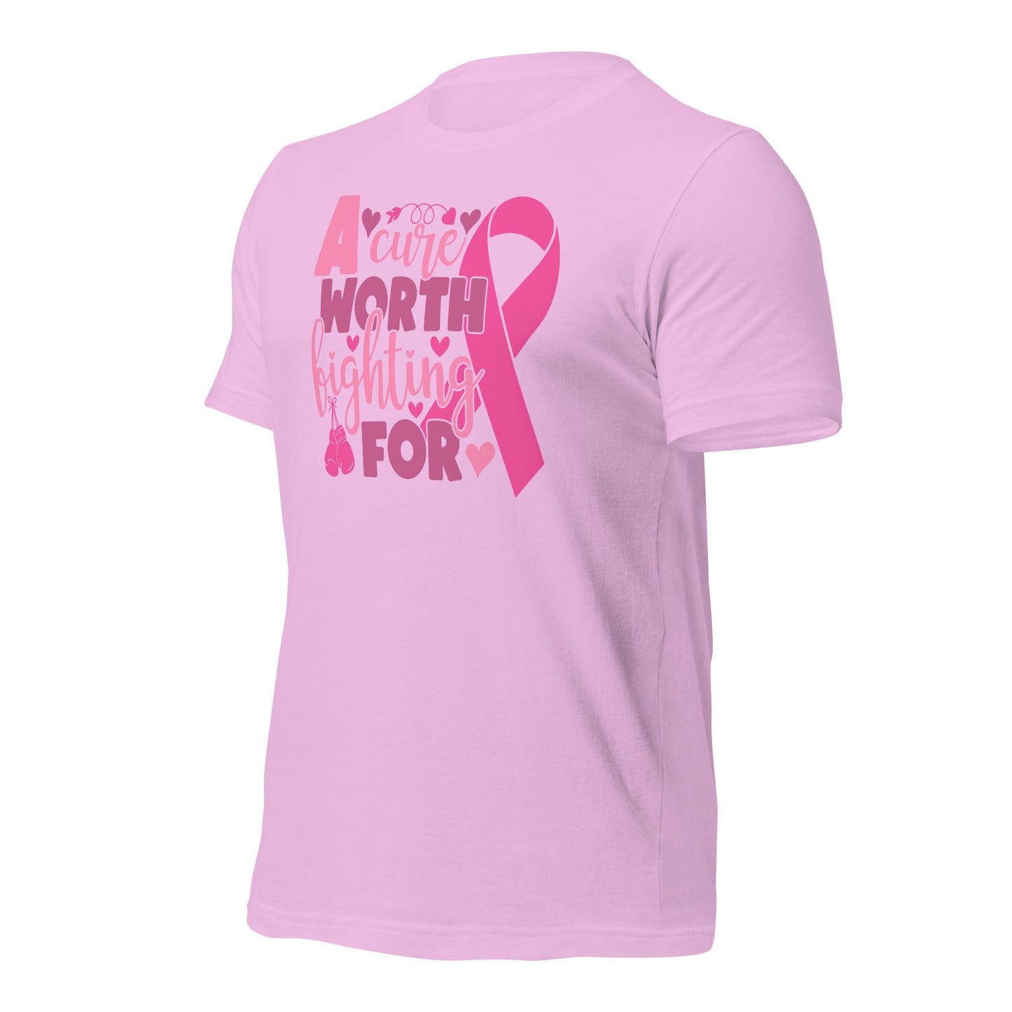 A Cure Worth Fighting For Breast Cancer Awareness Bella Canvas Adult T-Shirt