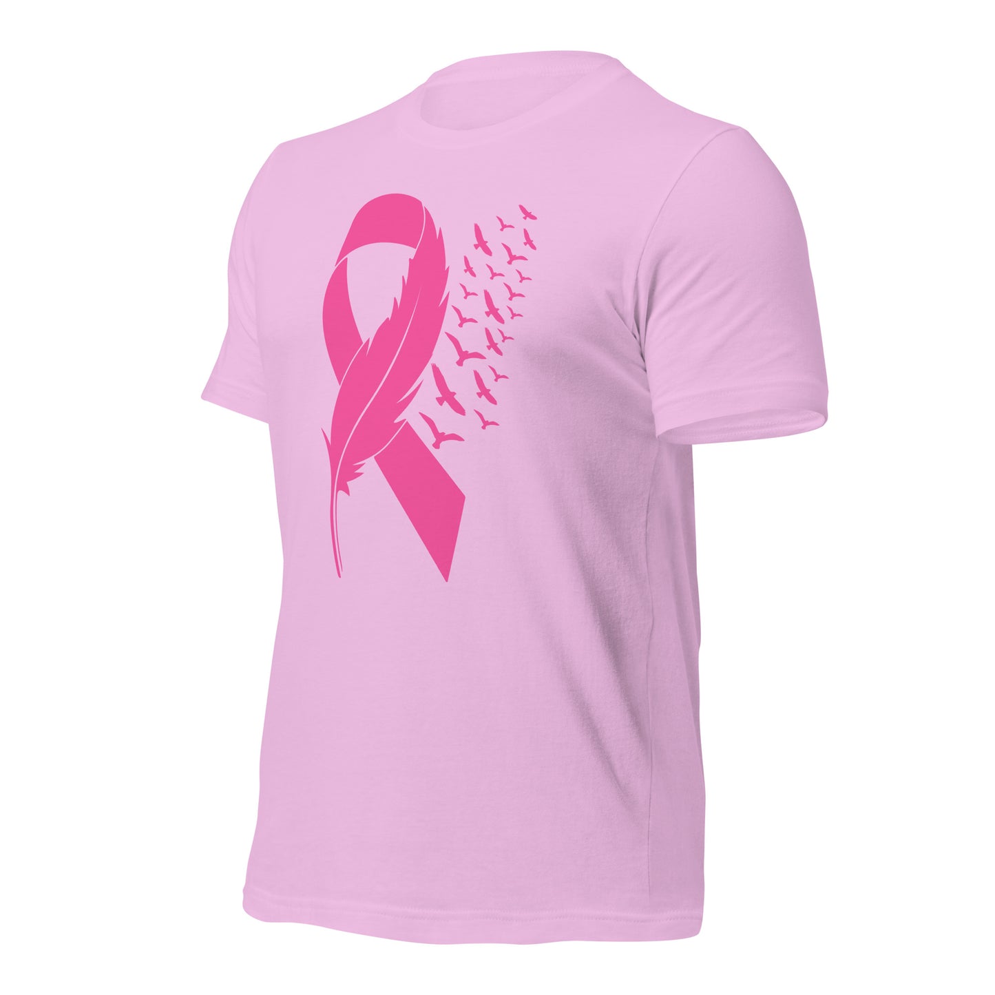 Breast Cancer Awareness Feather Ribbon Bella Canvas Adult T-Shirt