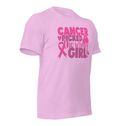 Cancer Picked the Wrong Girl Breast Cancer Awareness Bella Canvas Adult T-Shirt