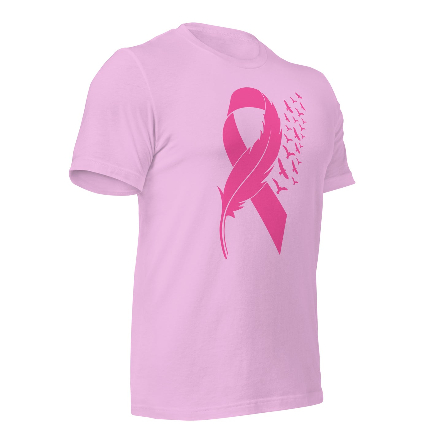 Breast Cancer Awareness Feather Ribbon Bella Canvas Adult T-Shirt