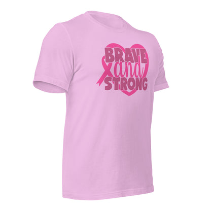 Brave and Strong Breast Cancer Awareness Bella Canvas Adult T-Shirt