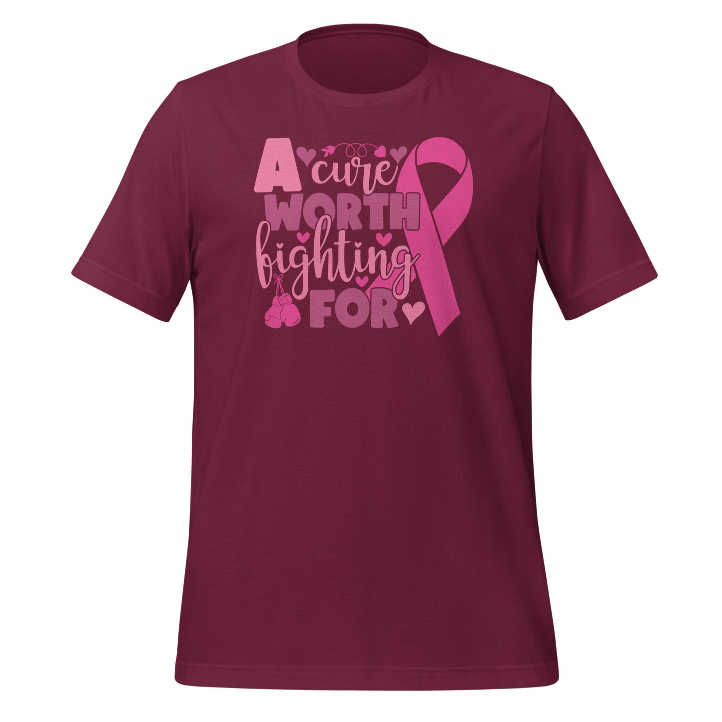 A Cure Worth Fighting For Breast Cancer Awareness Bella Canvas Adult T-Shirt