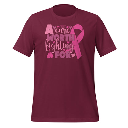 A Cure Worth Fighting For Breast Cancer Awareness Bella Canvas Adult T-Shirt