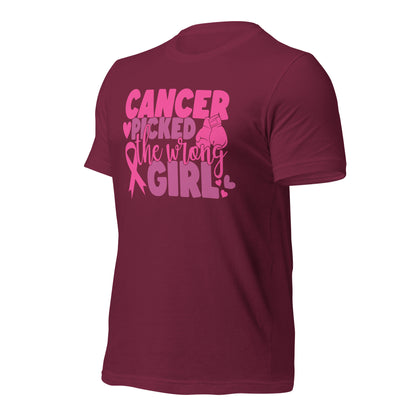 Cancer Picked the Wrong Girl Breast Cancer Awareness Bella Canvas Adult T-Shirt