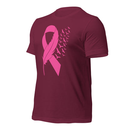 Breast Cancer Awareness Feather Ribbon Bella Canvas Adult T-Shirt