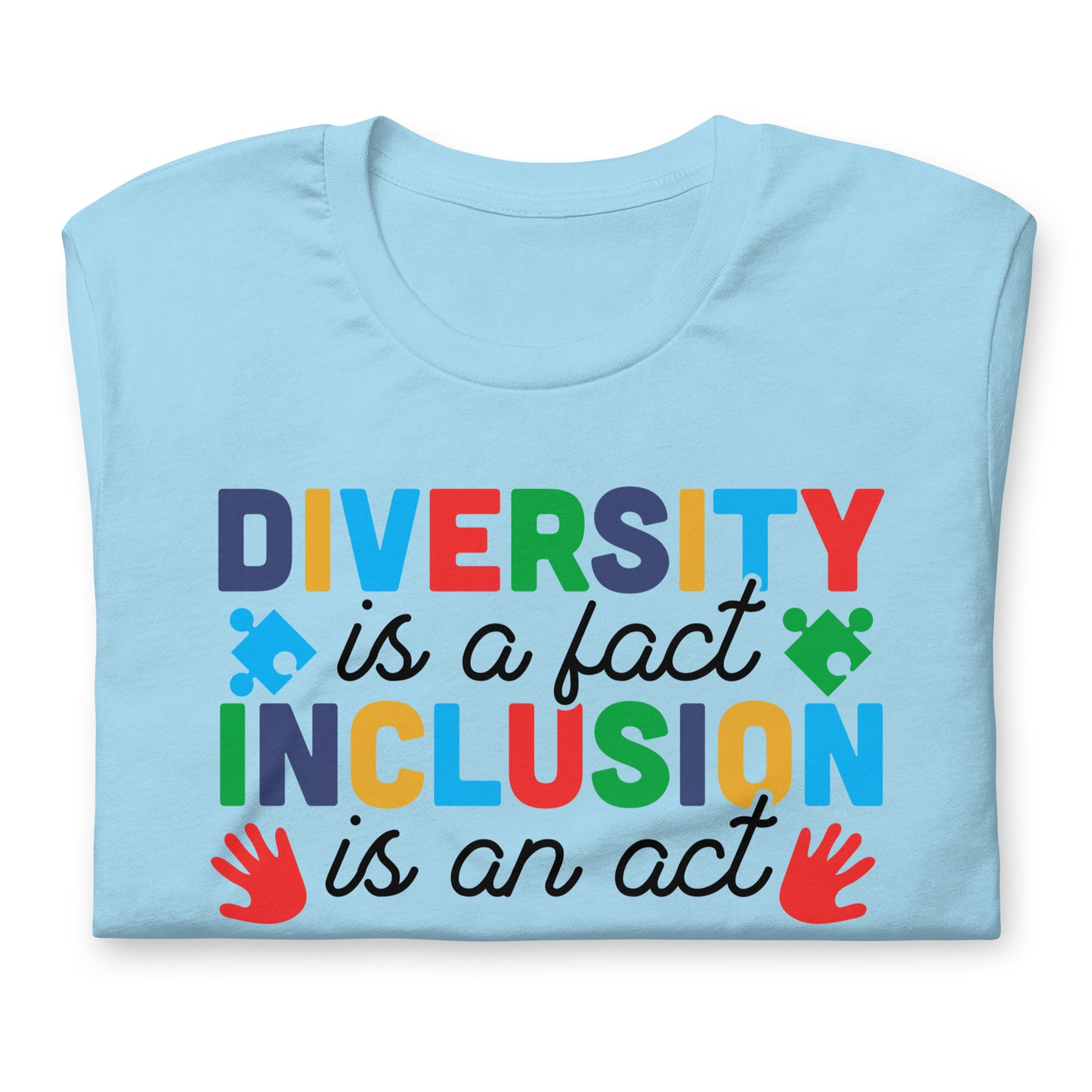 Diversity is a Fact Inclusion is an Act Autism Acceptance Quality Cotton Bella Canvas Adult T-Shirt