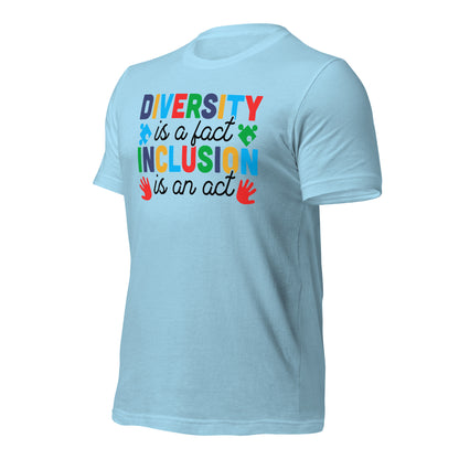 Diversity is a Fact Inclusion is an Act Autism Acceptance Quality Cotton Bella Canvas Adult T-Shirt