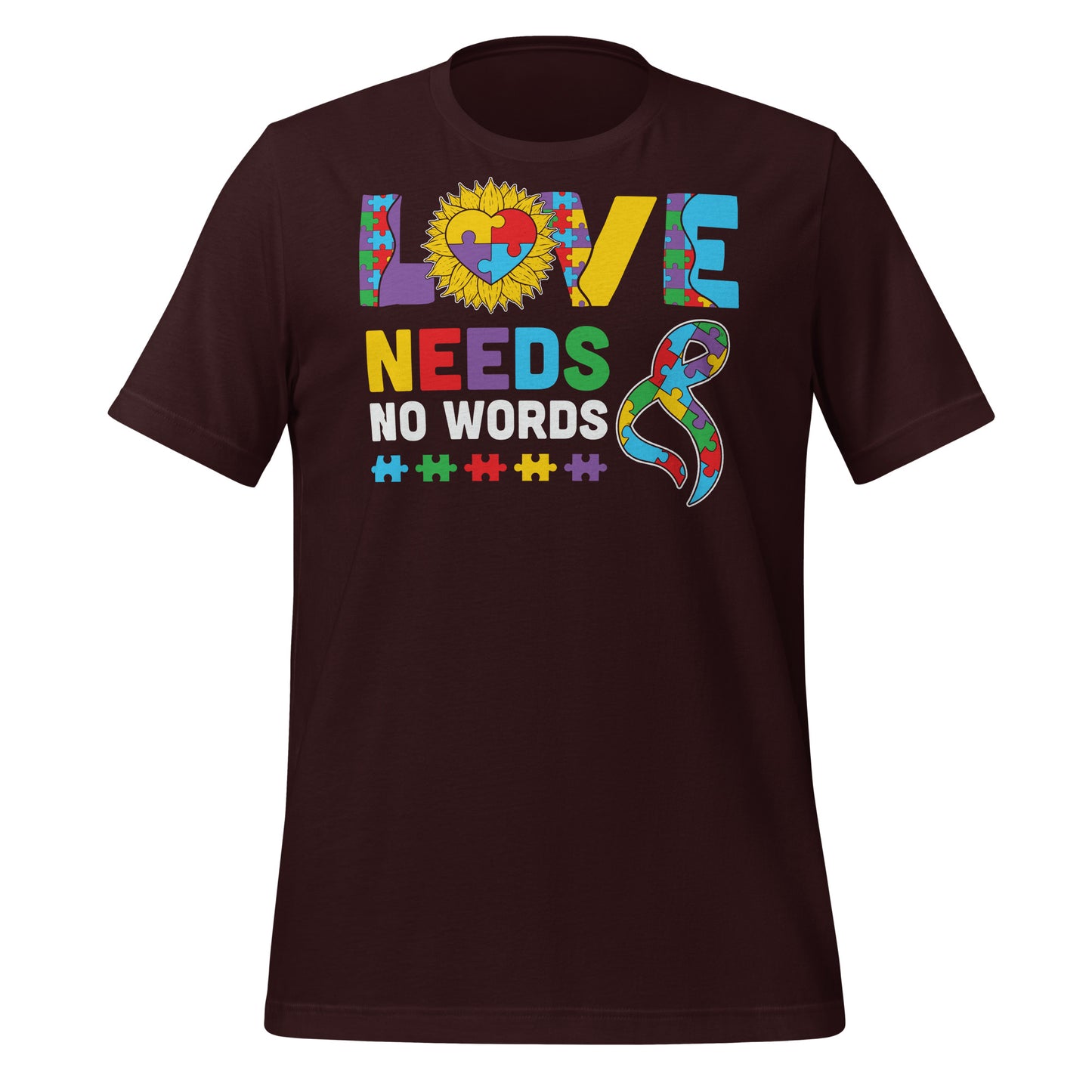 Love Need No Words Autism Acceptance Quality Cotton Bella Canvas Adult T-Shirt