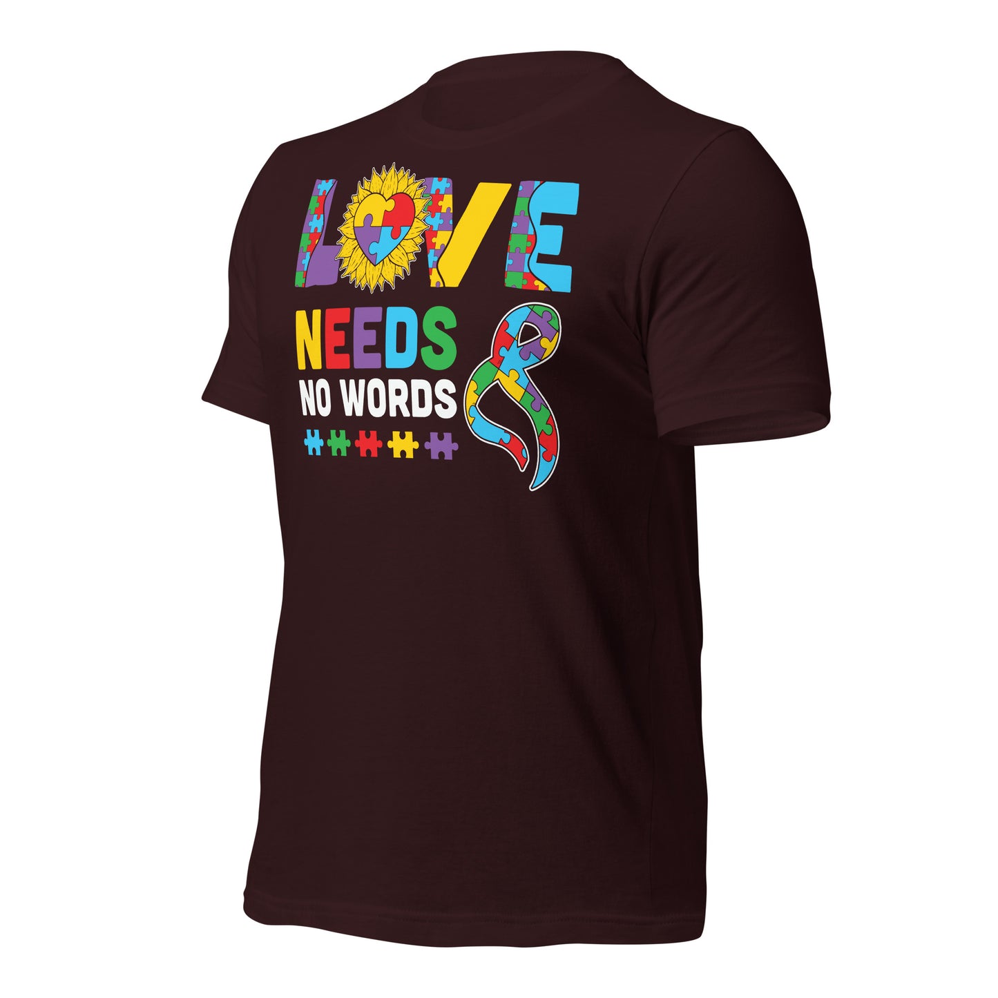 Love Need No Words Autism Acceptance Quality Cotton Bella Canvas Adult T-Shirt