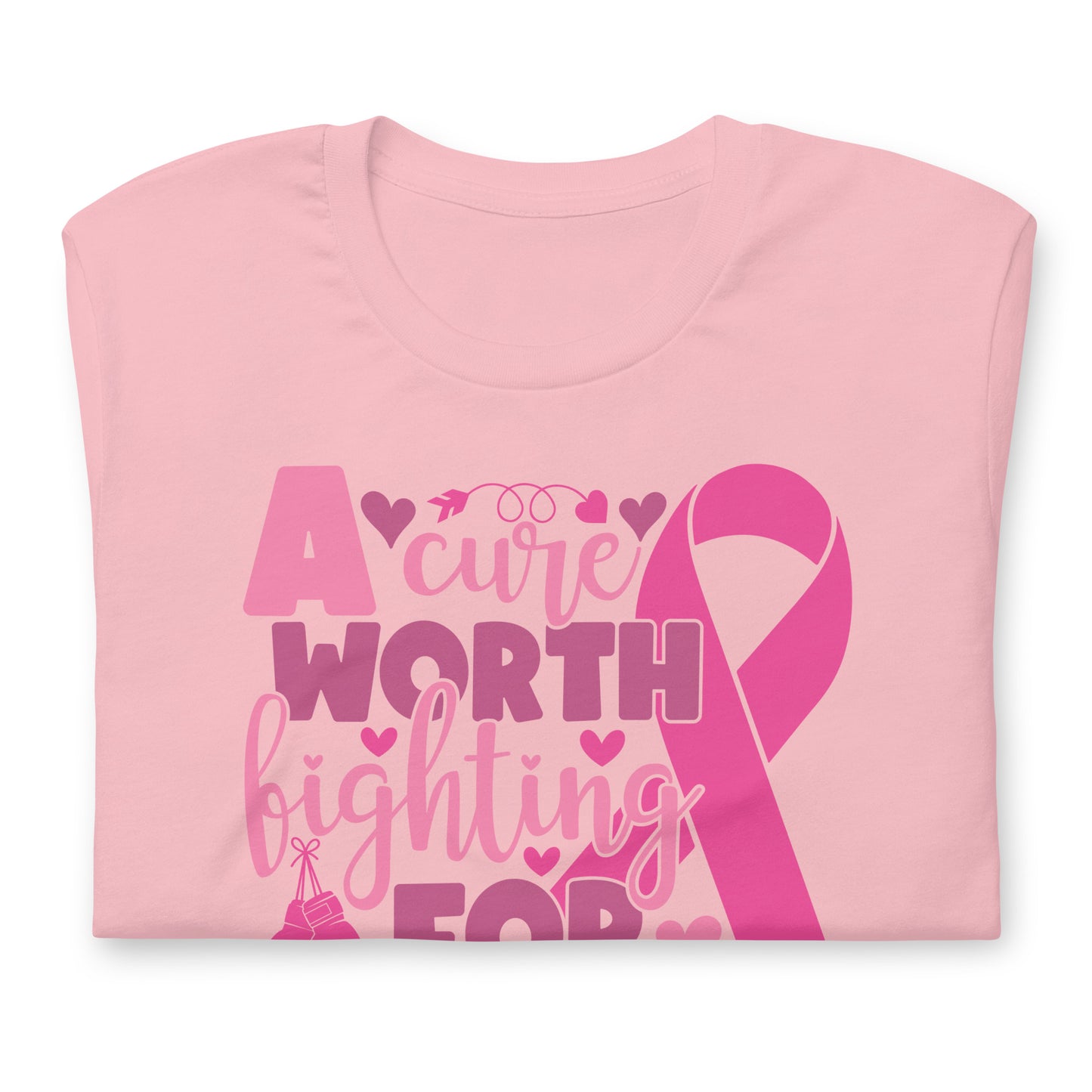 A Cure Worth Fighting For Breast Cancer Awareness Bella Canvas Adult T-Shirt