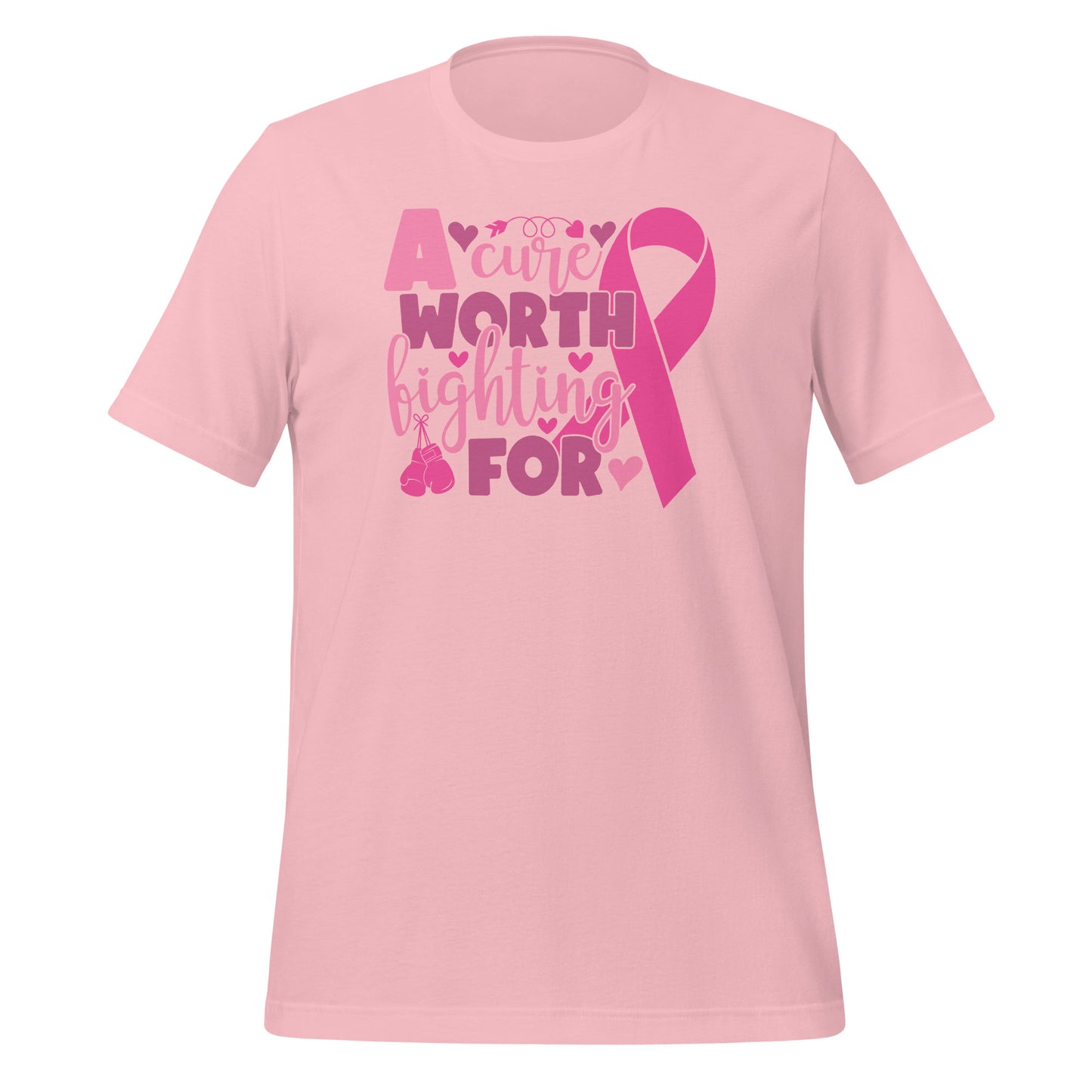 A Cure Worth Fighting For Breast Cancer Awareness Bella Canvas Adult T-Shirt