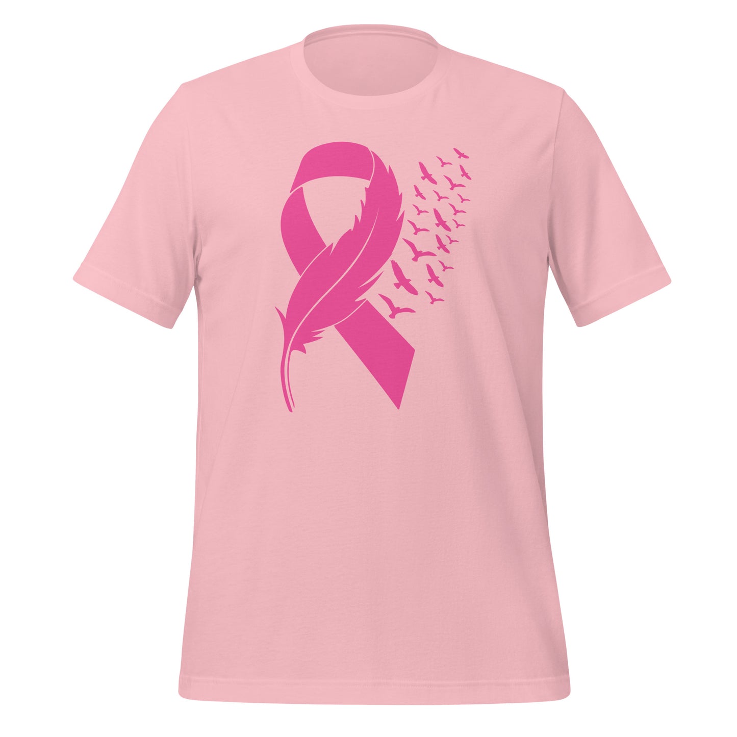 Breast Cancer Awareness Feather Ribbon Bella Canvas Adult T-Shirt