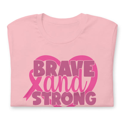 Brave and Strong Breast Cancer Awareness Bella Canvas Adult T-Shirt