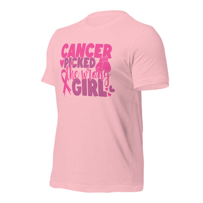 Cancer Picked the Wrong Girl Breast Cancer Awareness Bella Canvas Adult T-Shirt