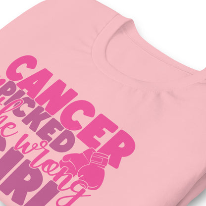 Cancer Picked the Wrong Girl Breast Cancer Awareness Bella Canvas Adult T-Shirt