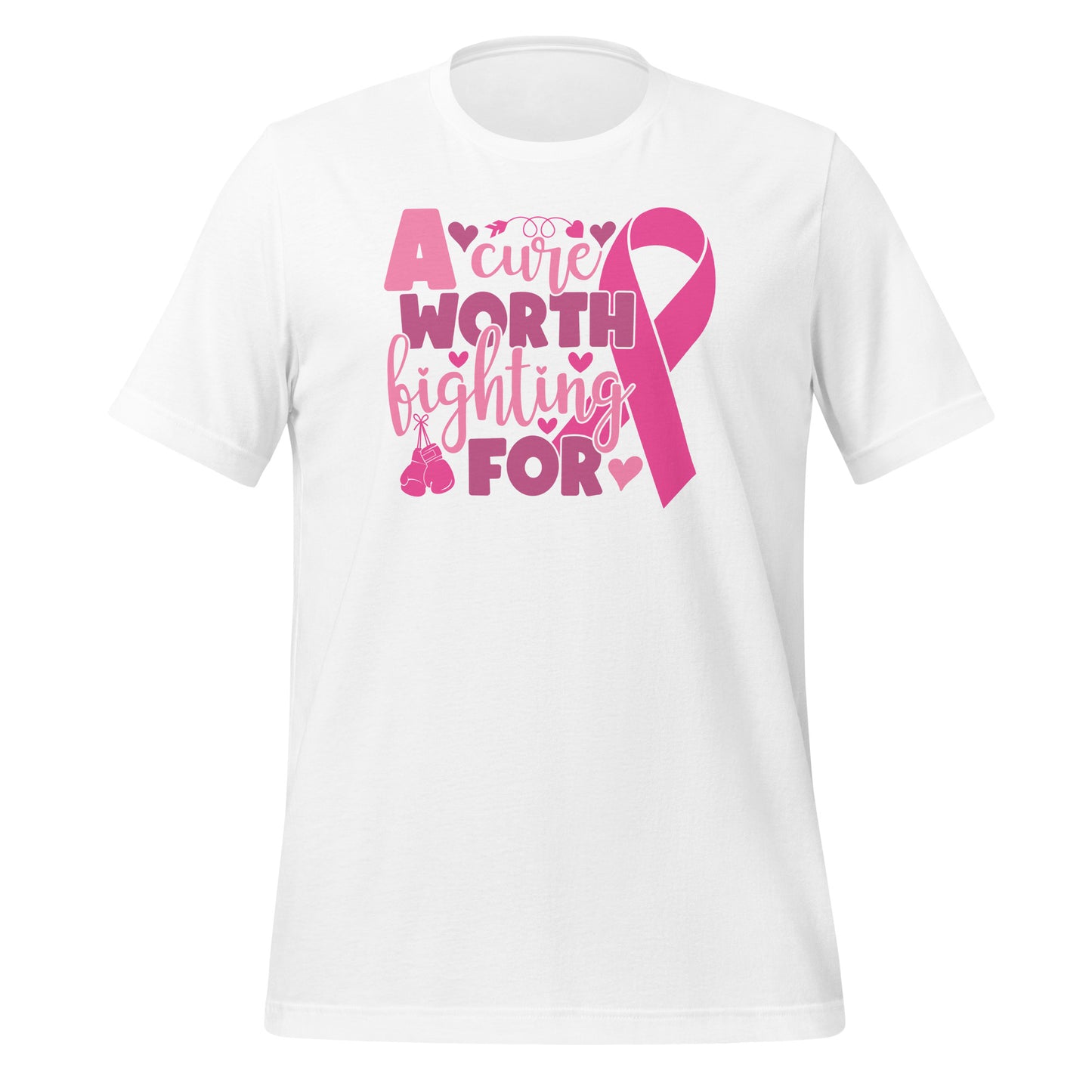 A Cure Worth Fighting For Breast Cancer Awareness Bella Canvas Adult T-Shirt