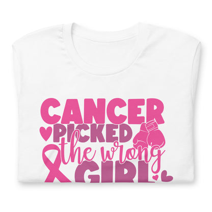 Cancer Picked the Wrong Girl Breast Cancer Awareness Bella Canvas Adult T-Shirt