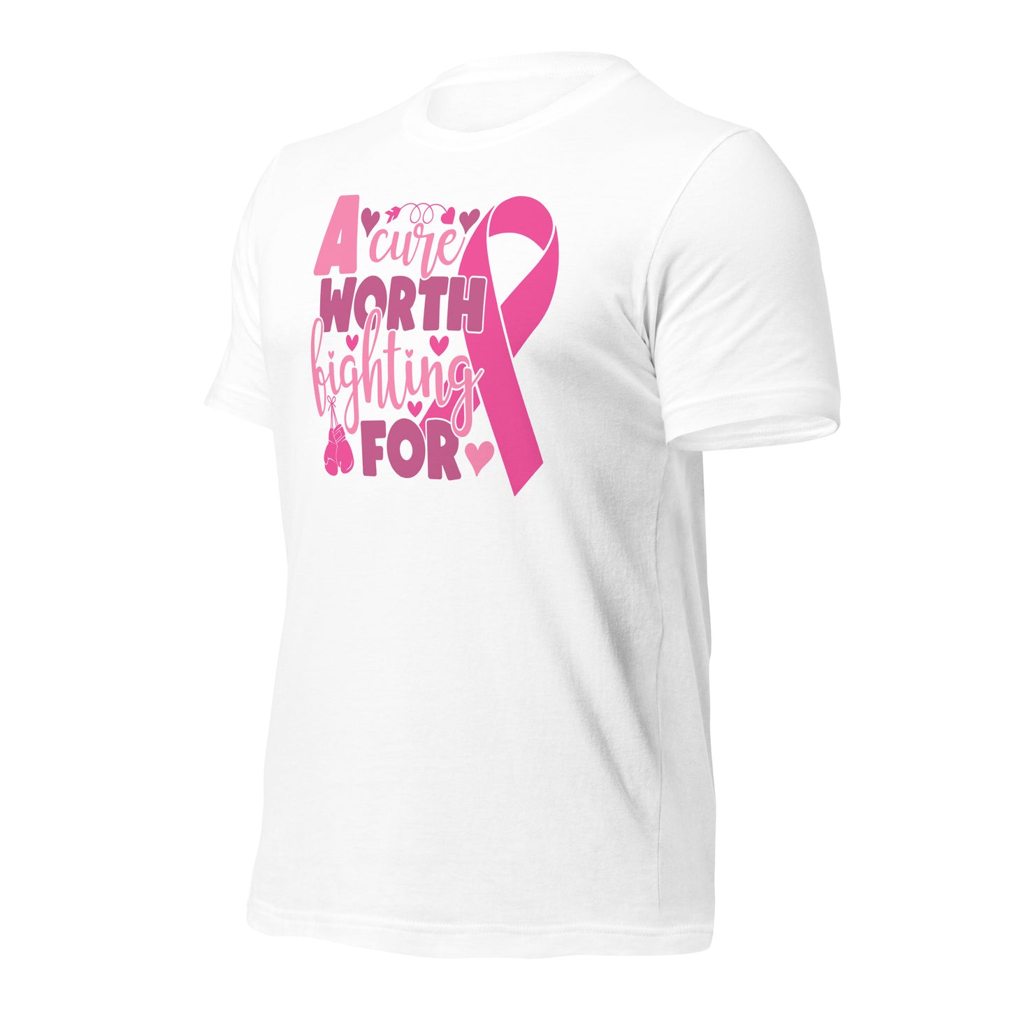 A Cure Worth Fighting For Breast Cancer Awareness Bella Canvas Adult T-Shirt