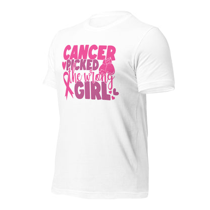 Cancer Picked the Wrong Girl Breast Cancer Awareness Bella Canvas Adult T-Shirt