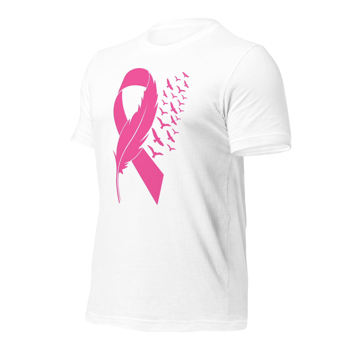 Breast Cancer Awareness Feather Ribbon Bella Canvas Adult T-Shirt