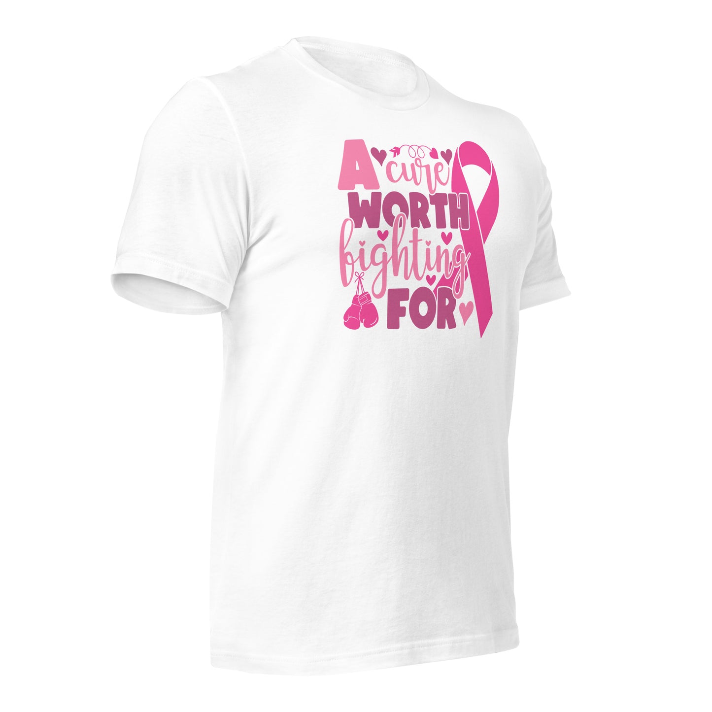 A Cure Worth Fighting For Breast Cancer Awareness Bella Canvas Adult T-Shirt