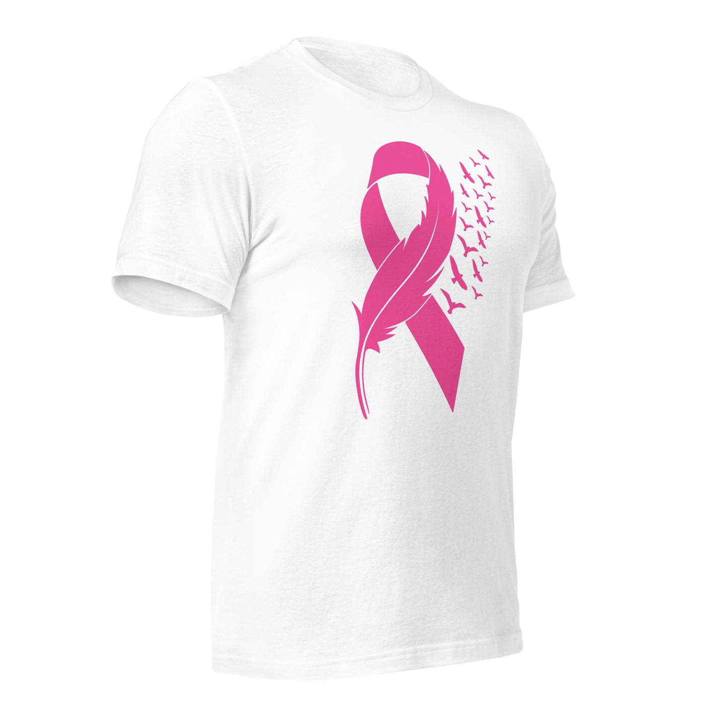 Breast Cancer Awareness Feather Ribbon Bella Canvas Adult T-Shirt