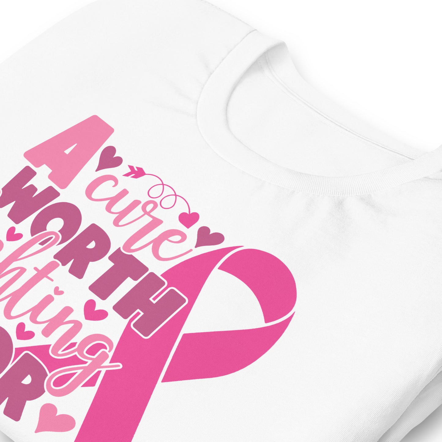 A Cure Worth Fighting For Breast Cancer Awareness Bella Canvas Adult T-Shirt