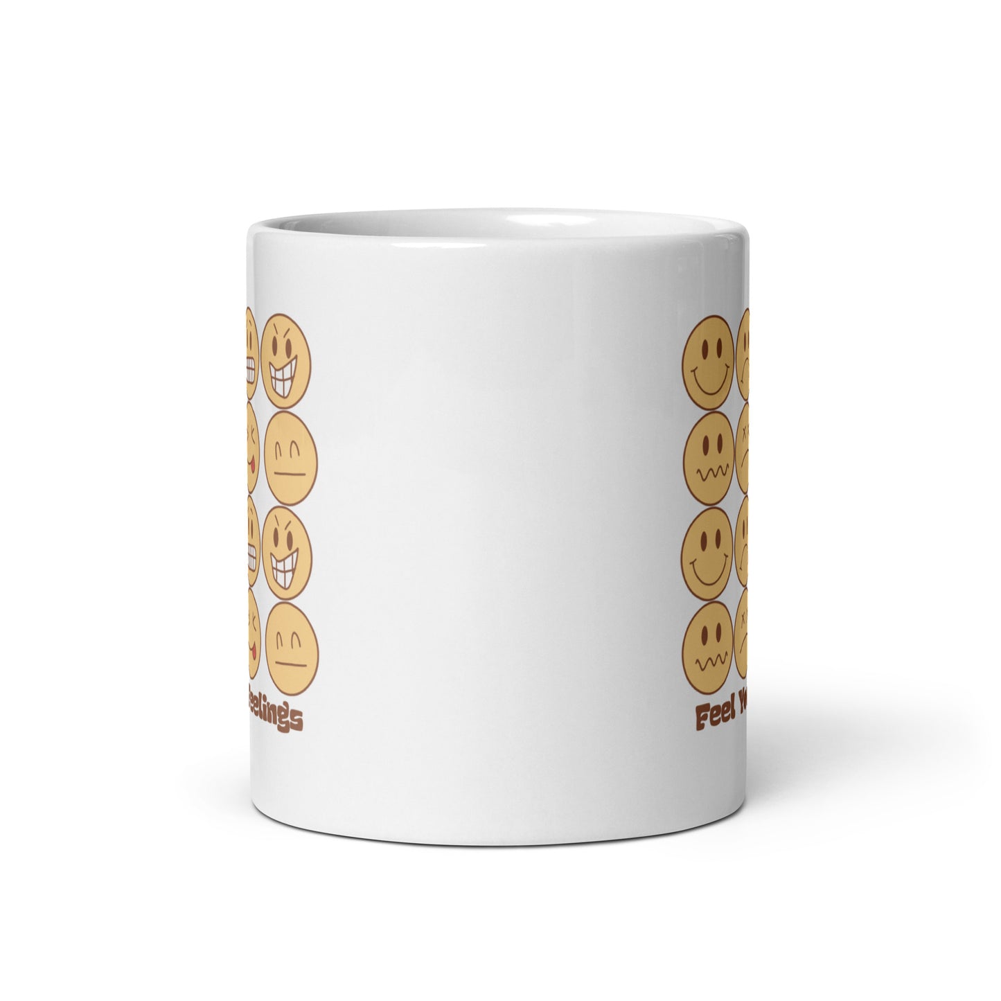 Feel Your Feelings Emojis White Ceramic Coffee Mug