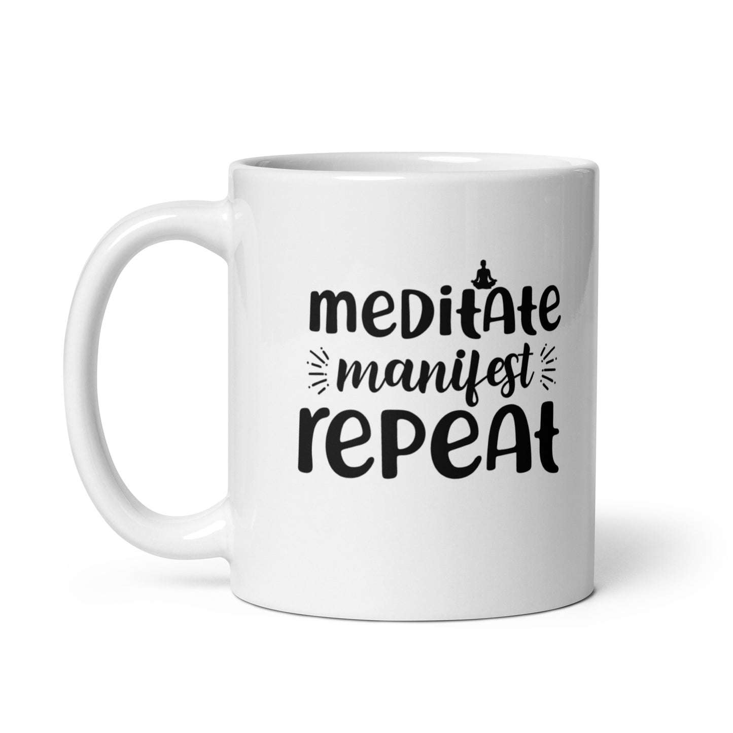 Meditate Manifest Repeat White Ceramic Coffee Mug