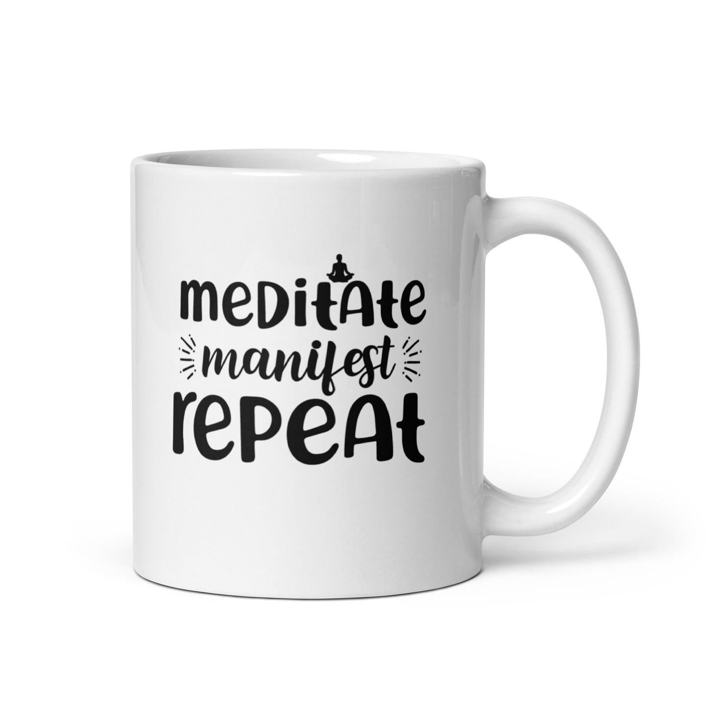 Meditate Manifest Repeat White Ceramic Coffee Mug