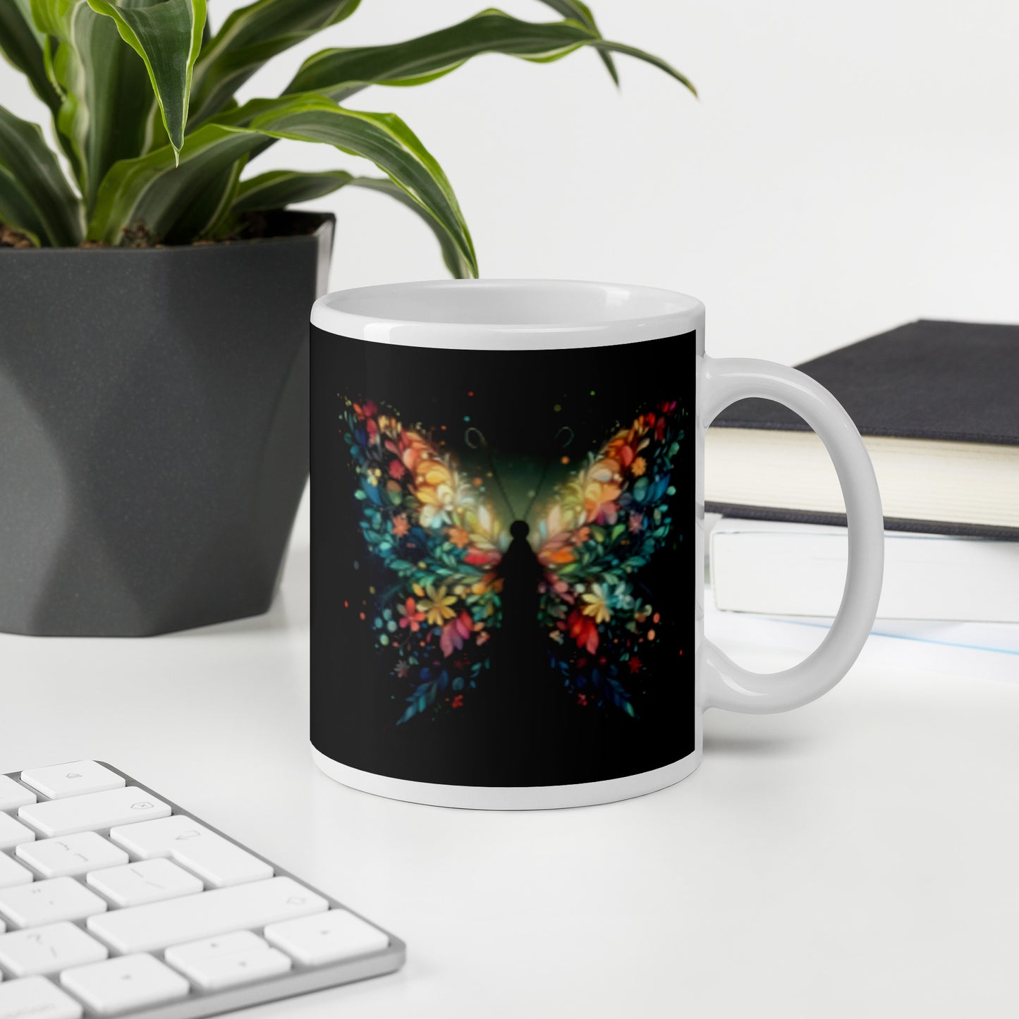 Emerging Butterfly White Ceramic Coffee Mug